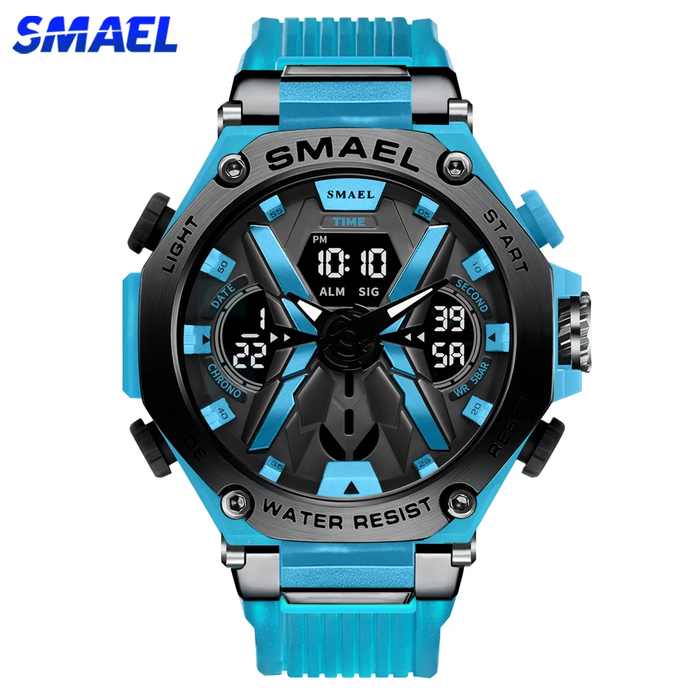 SMAEL Male Analog Quartz Digital Watch Auto Date Fashion Wristwatch Men Waterproof LED Back Light Sport Alarm Military-Watch