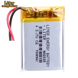 802535 3.7V 750mAh 082535 Lithium Polymer Li-Po Li Ion Rechargeable Battery Cells for MP3 MP4 MP5 GPS PSP Mobile Bluetooth