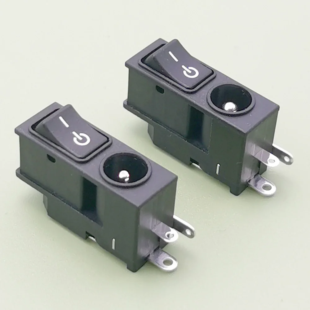 1pc DC Connector 5.5*2.1 5.5*2.5mm Power Socket RJ-003 DC Power Port Female with Switch 2-in-1 DC Holder RJ-002 Jack
