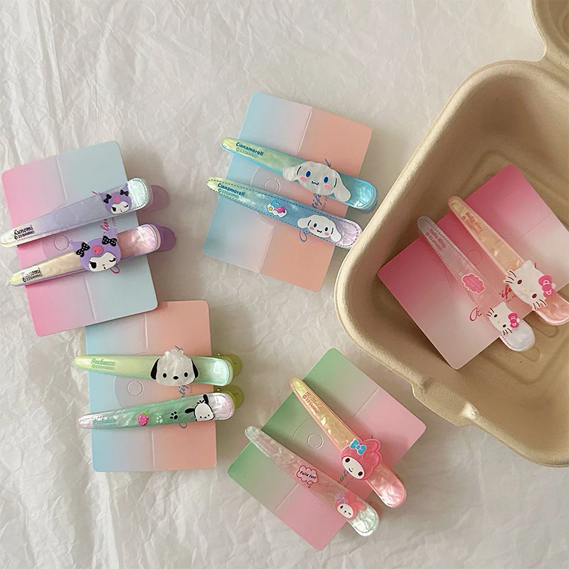 Pinces à frange Sanurgente Kawaii pour filles, ornements de cheveux d'été, Cinnamoroll Anime Pochacco, cadeau mignon pour enfants, 1/2 pièces