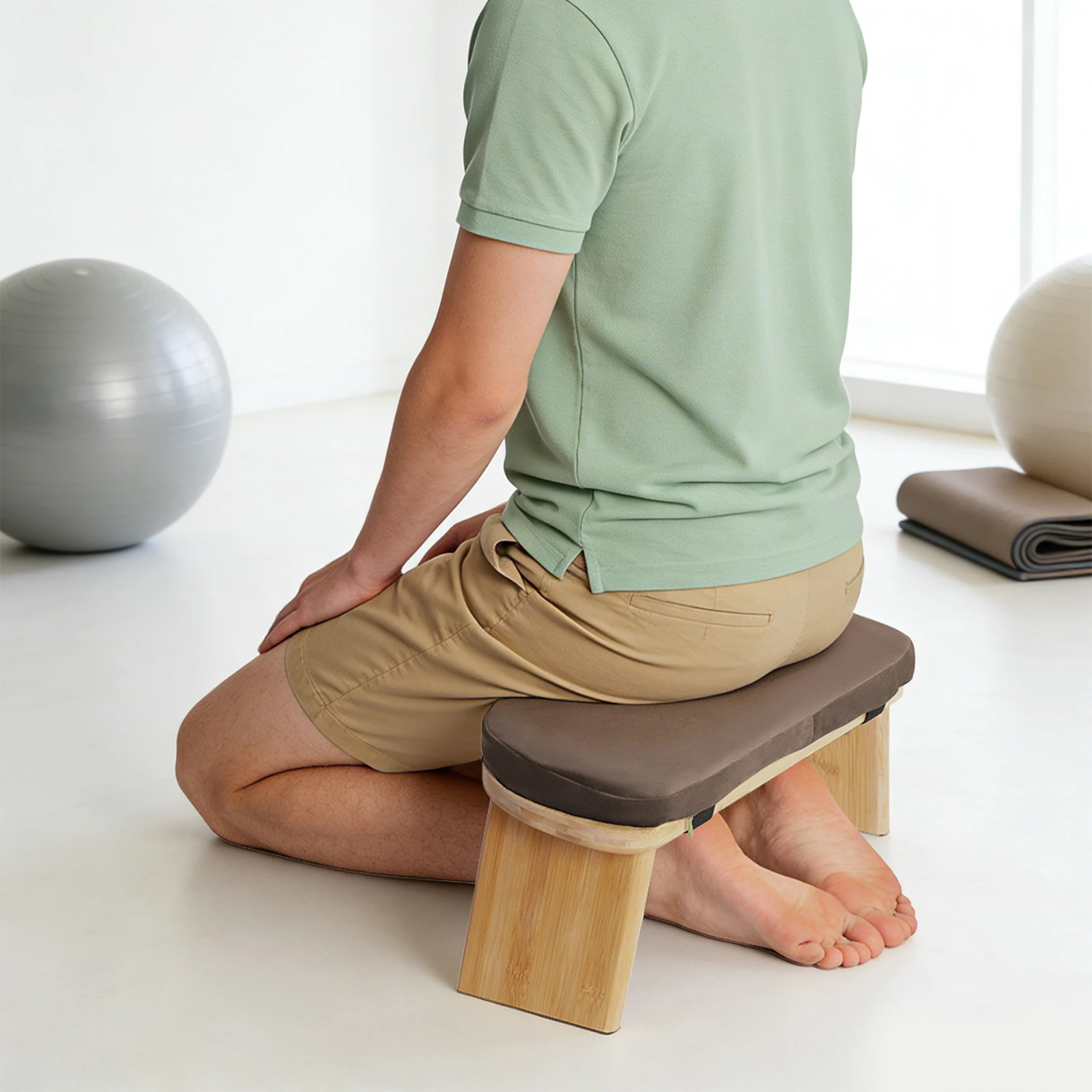 Foldable Meditation Bench, 44x19x21cm, Ergonomic 5 Tilt, 180kg/396.83lbs Load, Velvet Sponge Cushion, for Yoga Prayer