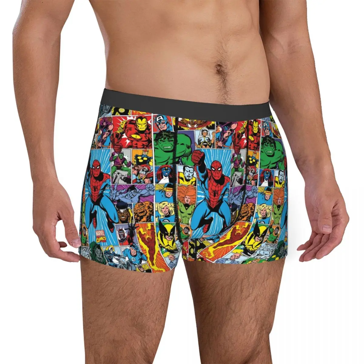 Men The Avengers Superhero Underwear Cartoon Spider-Man Iron Man Sexy Boxer Briefs Shorts Panties Homme Soft Underpants S-XXL