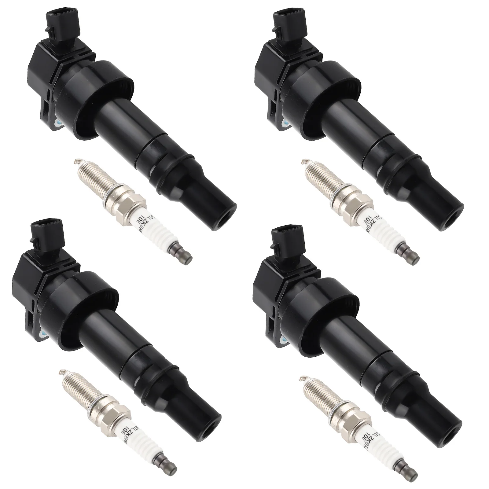 Coil Pack UF652 and Iridium Spark Plugs 93815 for 2012-2019 Hyundai Accent 1.6L 14 273012B100 SILZKR6B10E