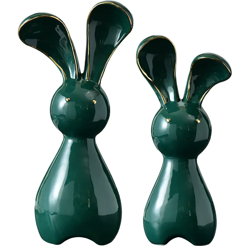 

Nordic Rabbit Ceramic Home Decor Lightweight Small Ornament for Wine Cabinet TV Cabinet Foyer Light Luxury Touch