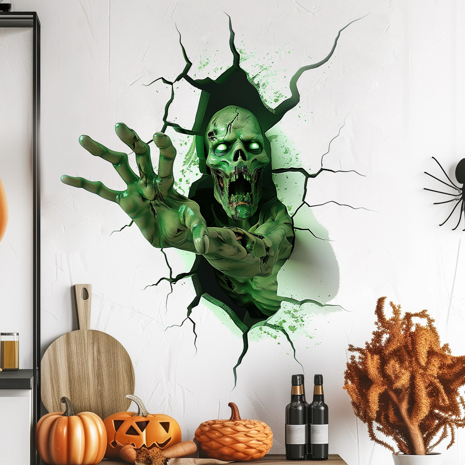 Scary Breaking Wall Horror Wall Sticker Zombie Skeleton Wall Decal Removable Peel and Stick Halloween Decoration