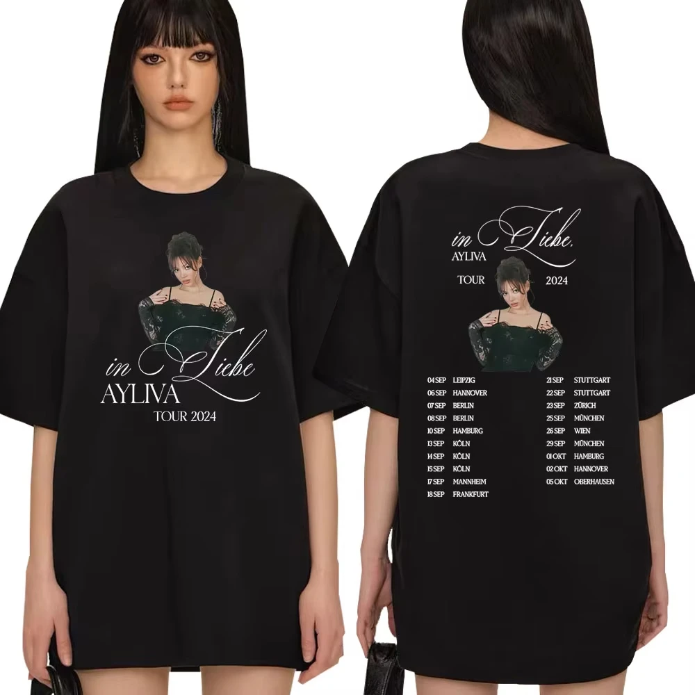 Unissex harajuku verão novo grande casual algodão camiseta para jovens cantor ayliva dupla face impressa camiseta roupas femininas