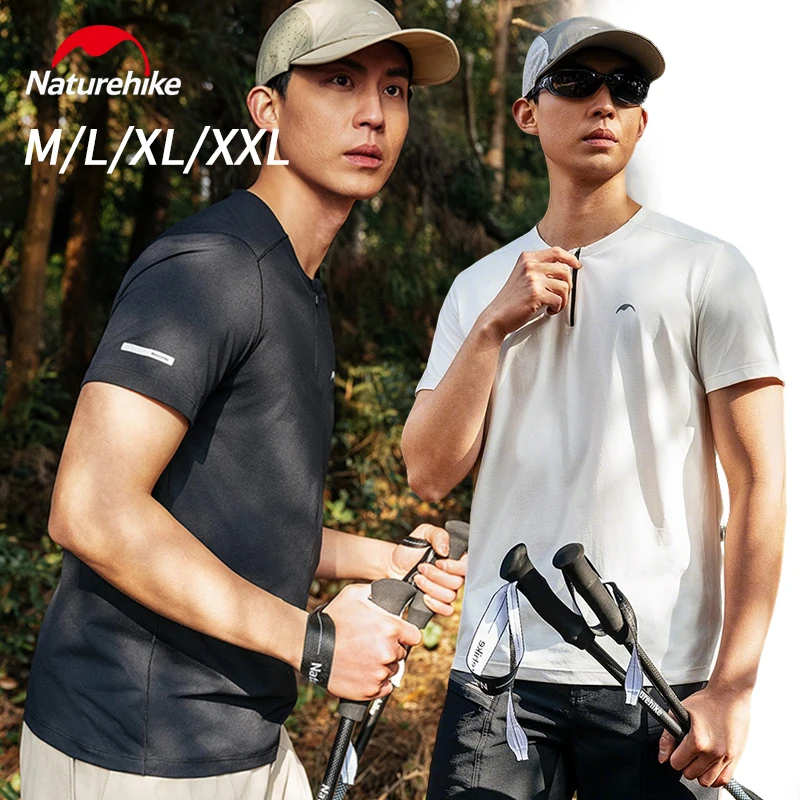 Naturehike Men's Semi-placket Quick-drying Short-sleeve T-shirt Sunscreen Breathable Outdoor Hiking Mountaineering Daily Wear