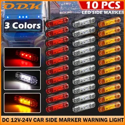 6x/10x 12V 24V 3 LED External Side Marker Warning Light Oval Clearance Signal Trailer Truck Lamp Car Orange White Red Waterproof