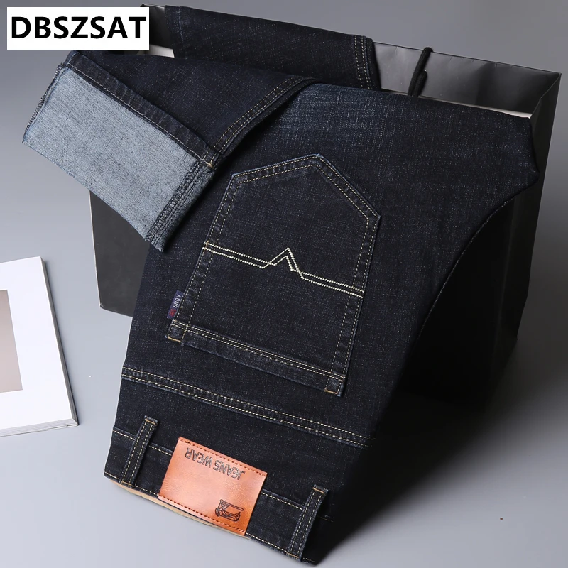 2023 Cotton Men's Jeans Denim Pants Classic Clothes Overalls Straight Trousers for Men Black Oversize Large Size 35 40