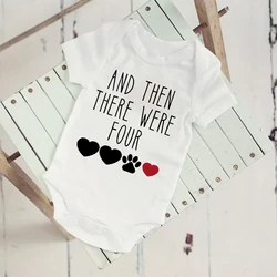 And Then There Were Four Print Baby Romper Pregnancy Announcement Clothes Newborn Short Sleeve Bodysuit Toddler Outfit Jumpsuit