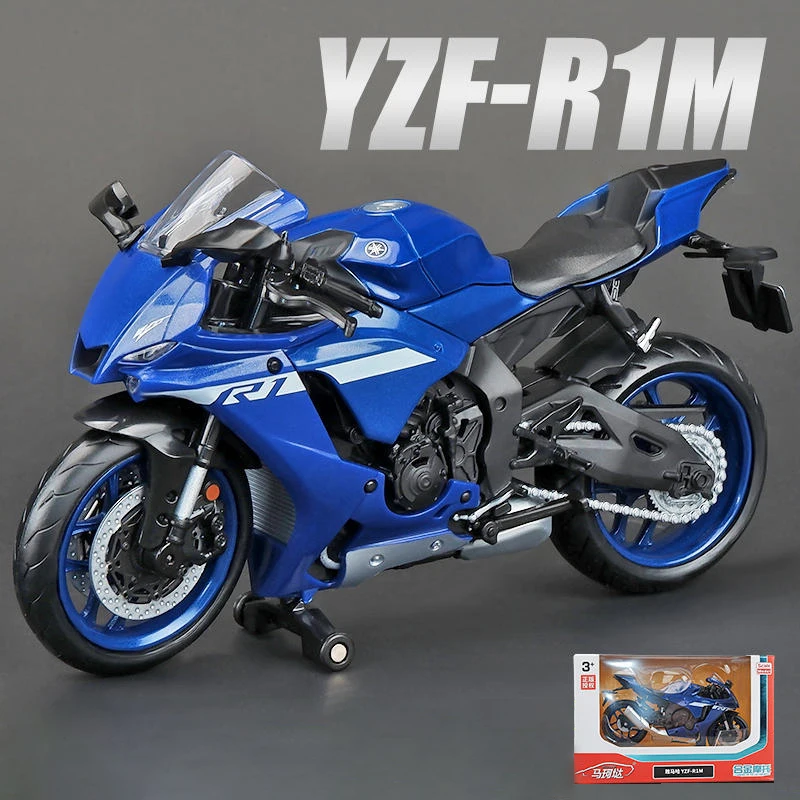 Yamaha-modelo de motocicleta YZF-R1M, vehículo de juguete de colección, absorbente corto, todoterreno, 60 aniversario, 1:12