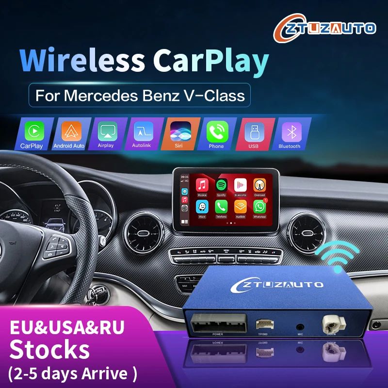 Wireless CarPlay for Mercedes Benz V-Class W447 2014-2018 Vito Viano, with Android Auto Mirror Link AirPlay Car Play Functions