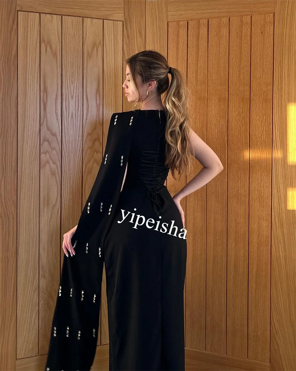  Evening Jersey Rhinestone Christmas Sheath Scoop Neck Bespoke Occasion Gown Midi Dresses  Sexy Casual 