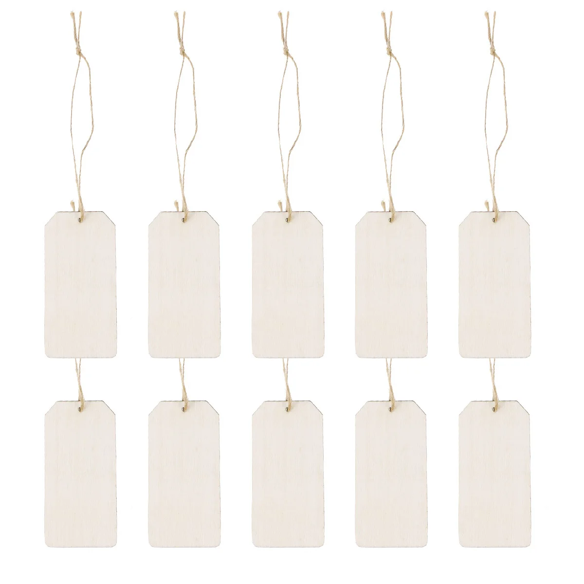 

10Pcs Blank Wooden Hanging Tags Rectangular Unfinished Wood Shapes Pre-Drilled Hole for Craft DIY Decoration Note