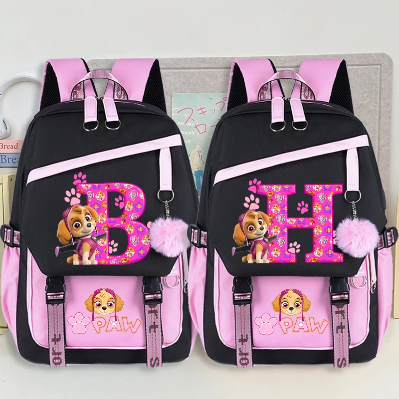 Paw Patrol 학생을위한 고품질 배낭 만화 편지 인쇄 Schoolbag 소년 소녀 패션 편지지 도서 보관 가방