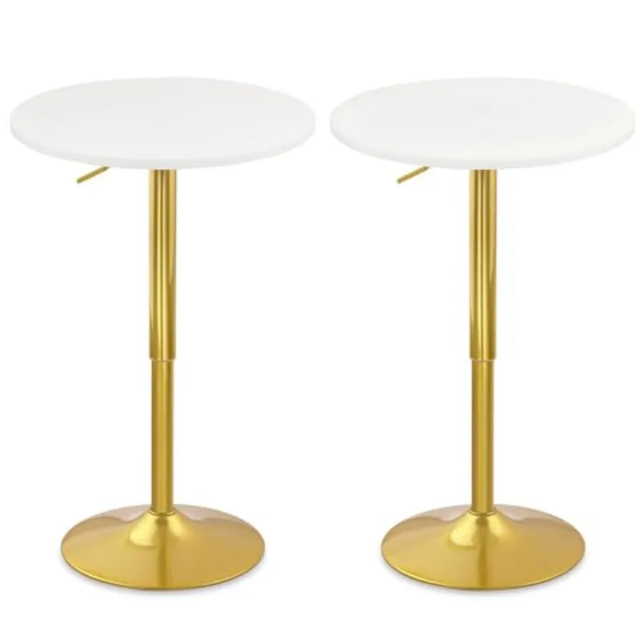 Round Bar Pub Table for home kitchen party drink restaurant wedding cafe office reception, white metal with gold base, height a