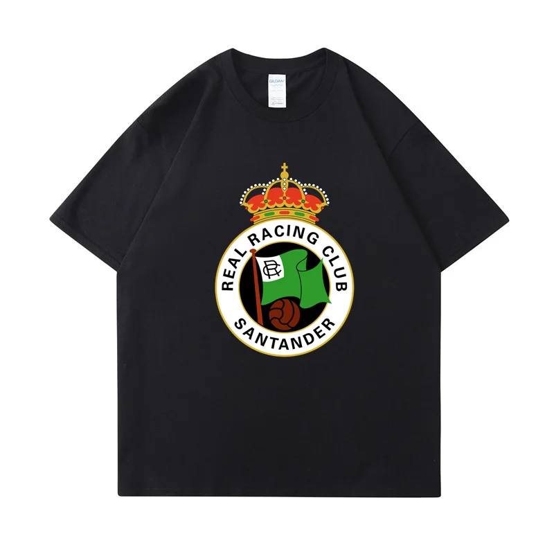 100% Cotton Clothing Fashion Tees Summer t shirts men Racing de Santander T-shirt for a boy plain Men's t-shirts