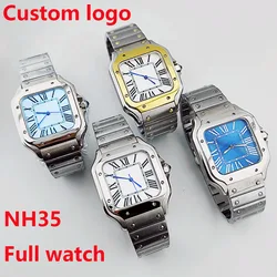 NH35 full watch Square Case Man's watch Folding Buckle Roma Dial stainless steel Mechanical Wristwatches NH35 movement watch