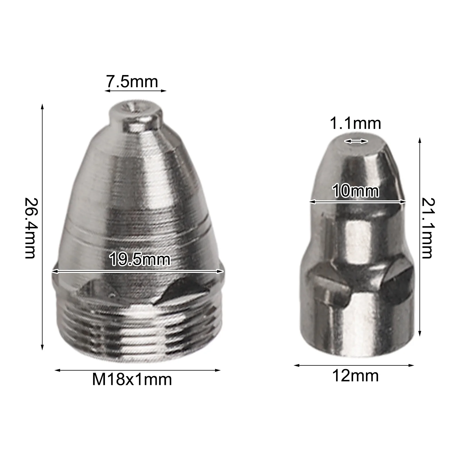 100pcs  For P80 Plasma Electrode Tip Nozzle Cutter Torch For Air Plasma Cutting Air Plasma Cutter CNC Consumables