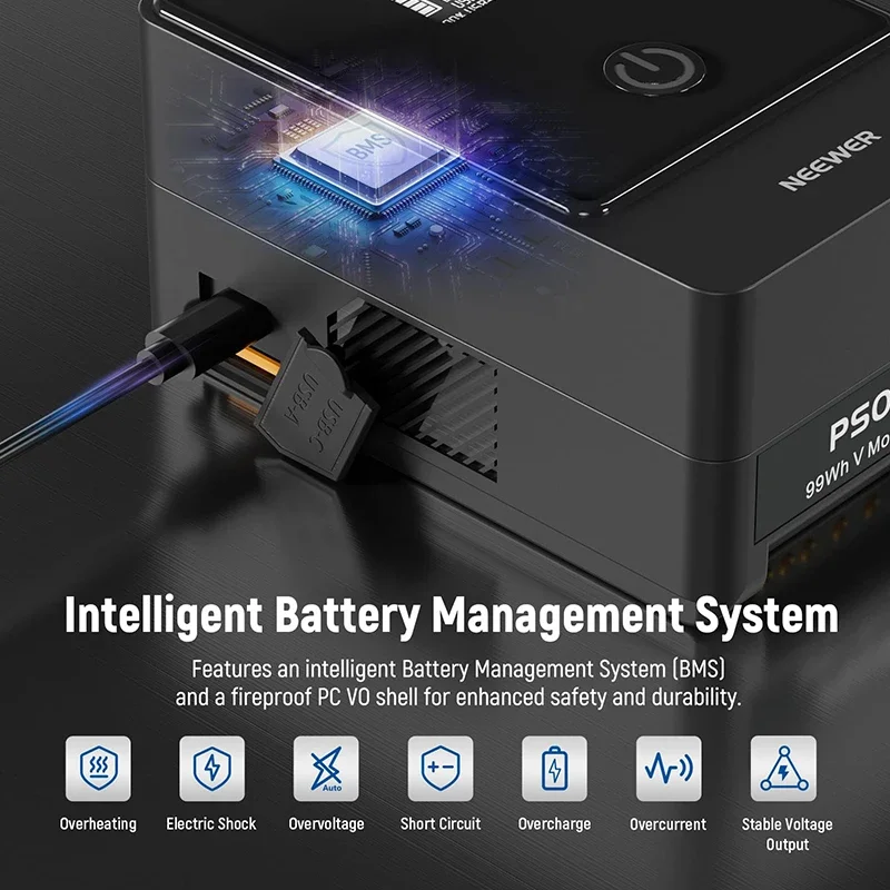NEEWER PS099E 6800mAh 14,5 V 99Wh batería de montaje en V batería de montaje en V con múltiples puertos PD65W carga rápida bidireccional