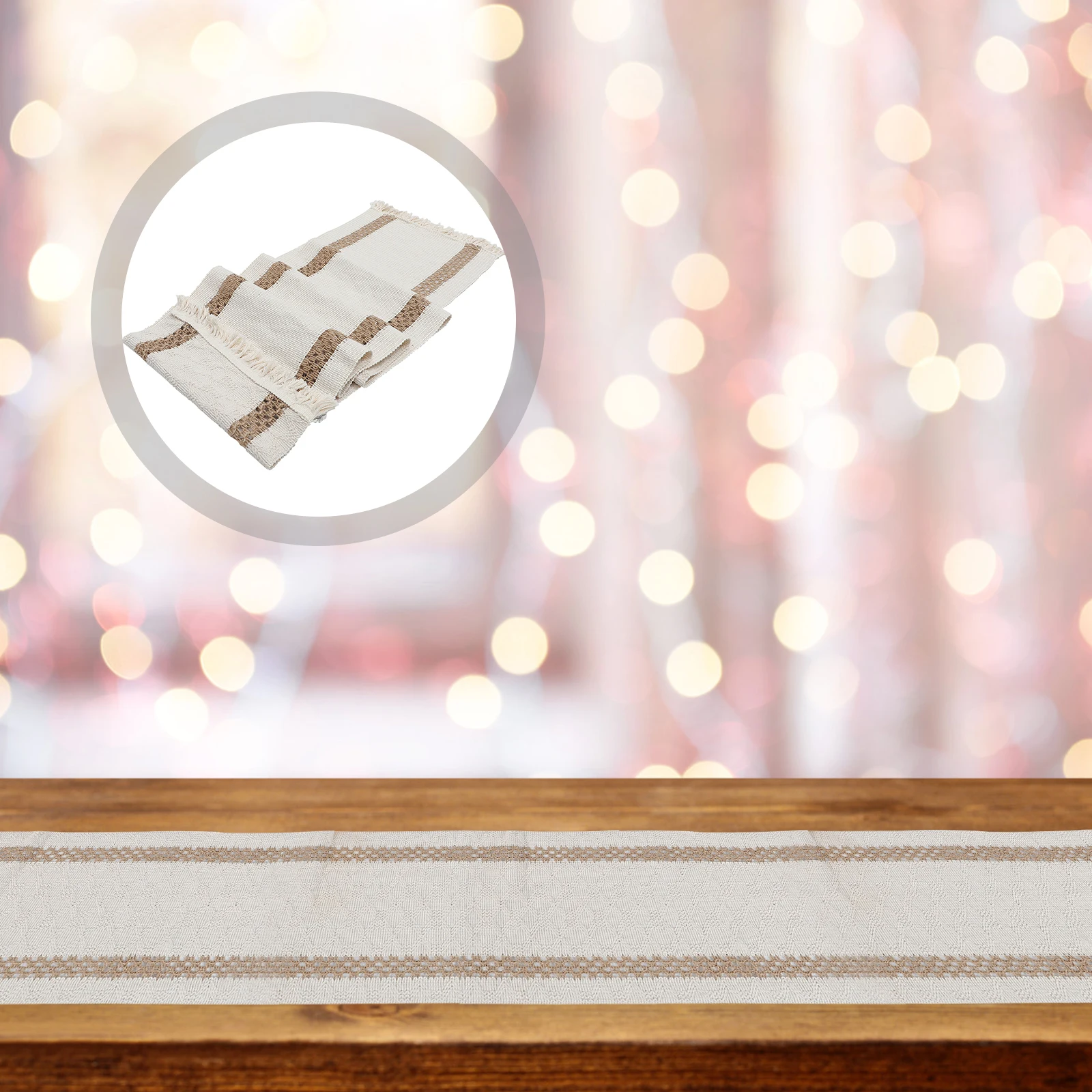 

Table Runner Cotton Linen Tassel Design Washable Decorative Narrow White Perfect for Home Banquet Holiday Use Table Flag