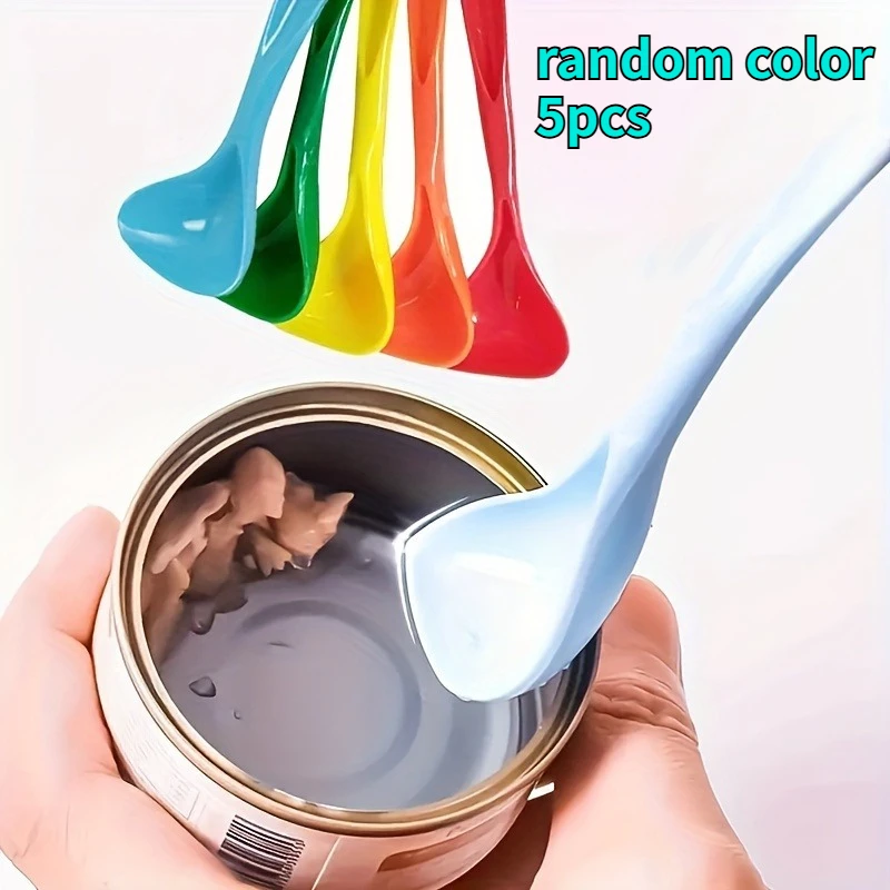 5 pieces of random color pet food spoons, cat feeding spoons, durable pet care supplies