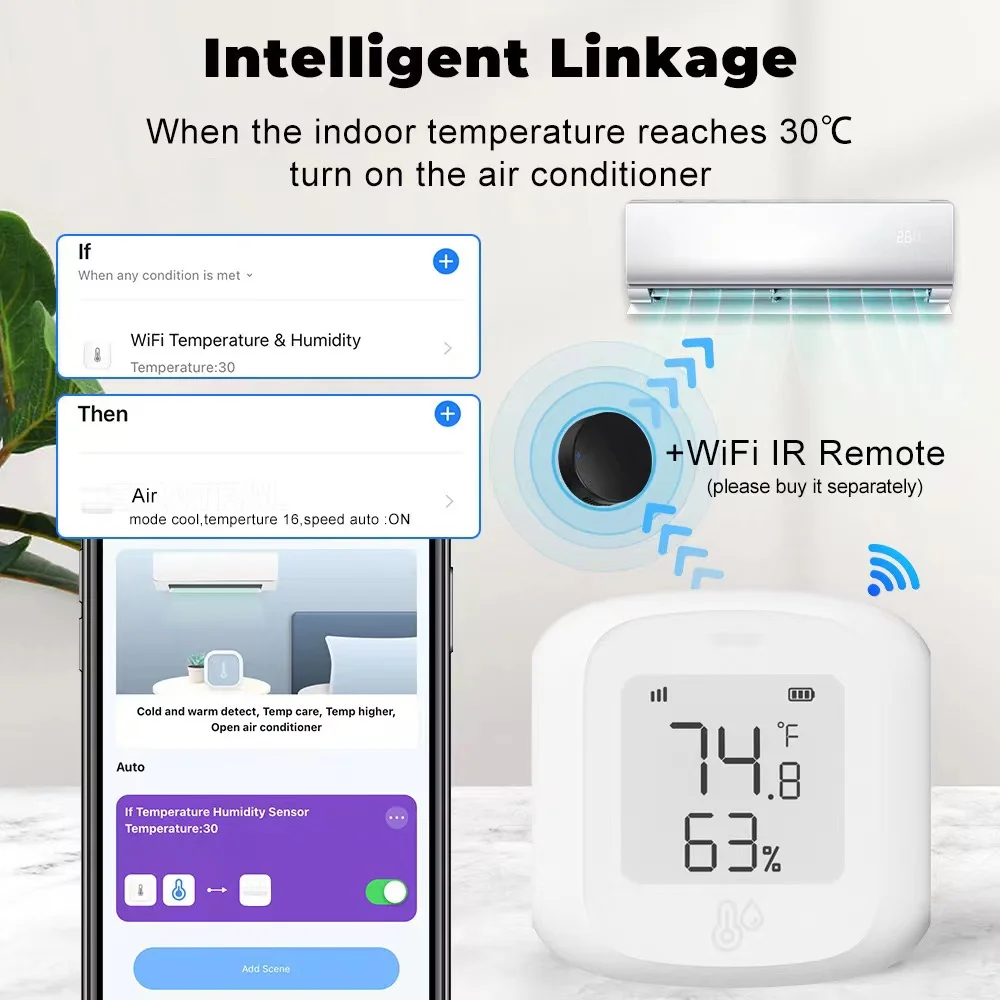 Tuya smart wifi/zigbee temperatur-und feuchtigkeit sensor innen hygrometer thermometer mit lcd display unterstützung alexa google home