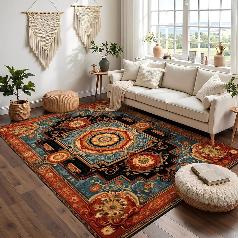 

RAKKS Moroccan Velvet Rug - Diamond Geometric Pattern, Modern Non-Slip Carpet for Living Room, Bedroom，Sofa, Bedside Home Decor