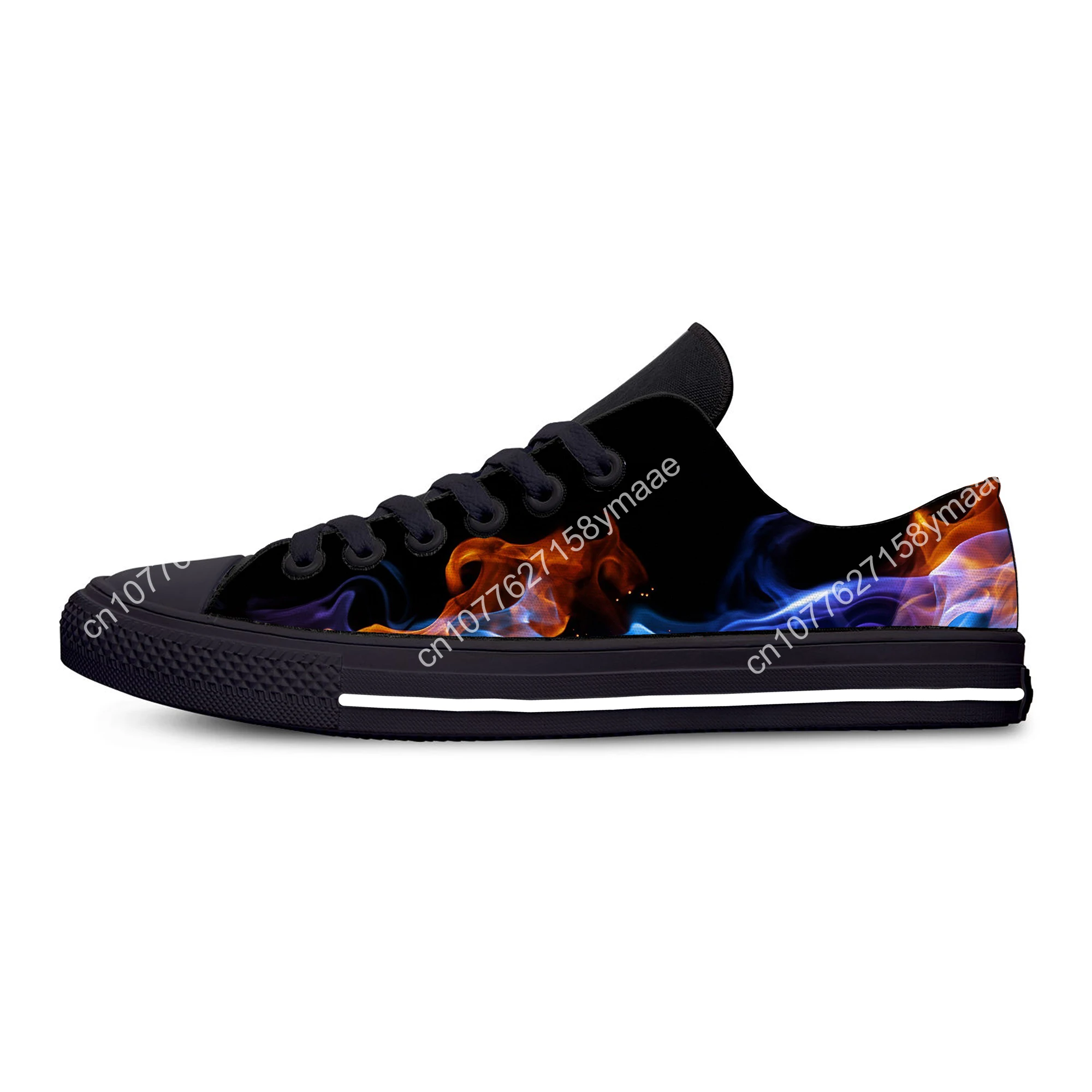Hot Cool Summer Anime Cartoon Flaming Flame Fire Fashion Funny Casual Cloth Shoes Low Top Men Women Sneakers Classic Board Shoes