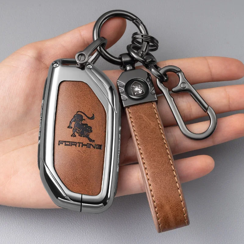 Car Zinc Alloy Car Key Case Cover Holder Chain For DFSK Dongfeng Forthing Fengxing T5 EVO Remote Key Shell