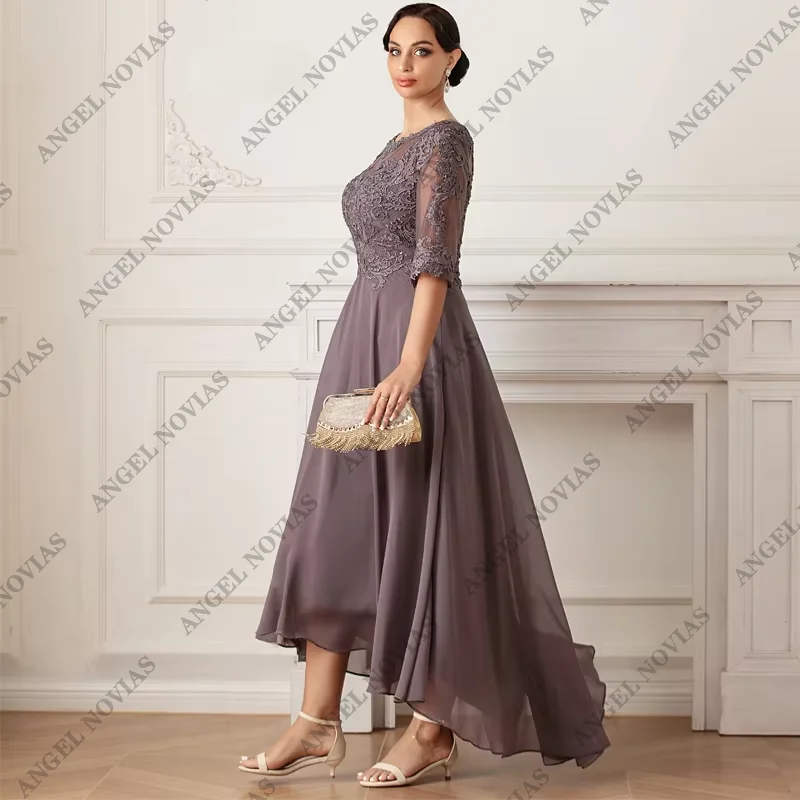 Robe personnalisée en mousseline de soie pour la mère de la mariée avec manches, robe de soirée de mariage, robe éducative, élégante