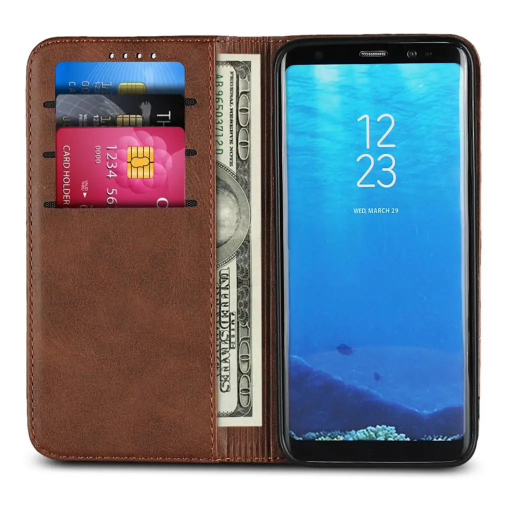 Leather case For Samsung Galaxy S8 S8 + Plus Flip case card holder Holster Magnetic attraction Cover Wallet Case Coque