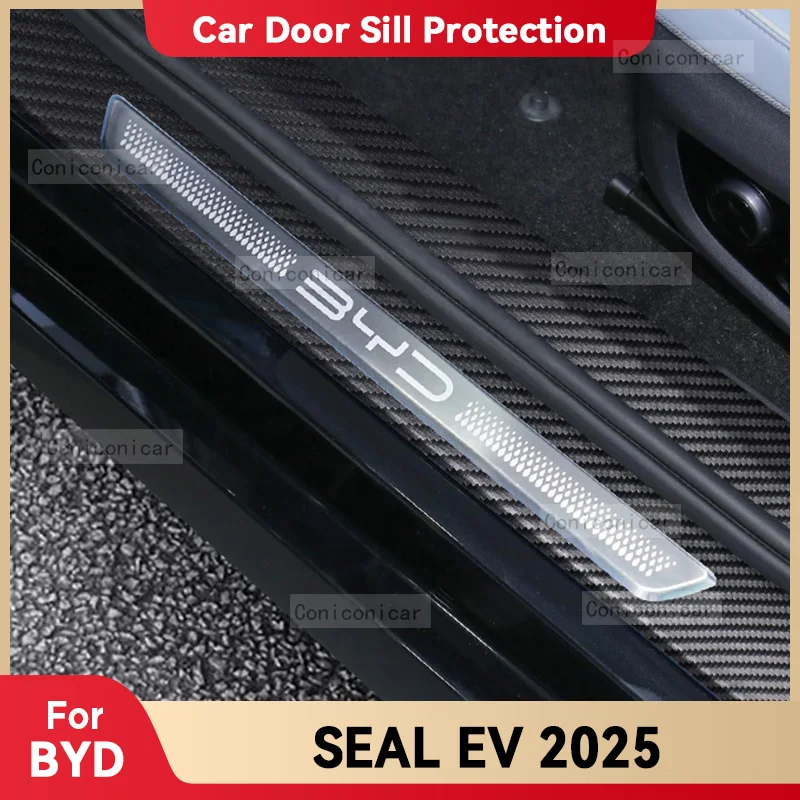 

Car Carbon Fiber Door Sill Sticker For BYD SEAL EV 2023-2025 Threshold Pedal Anti-scratch Interior Decoration Accessories