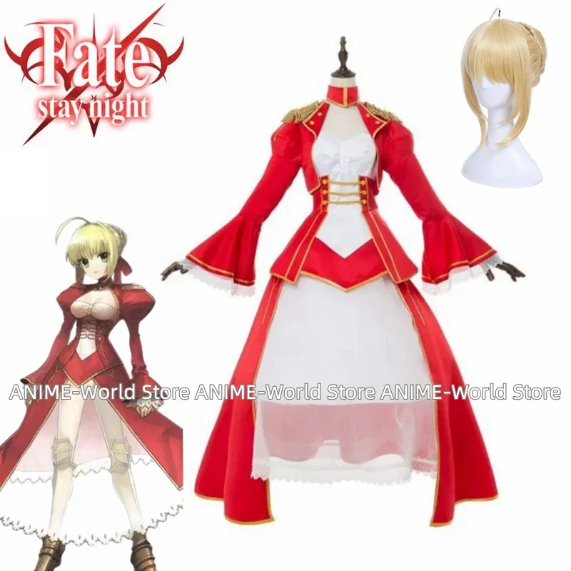 

Игра FGO Red Dress Nero Saber Косплей Костюм Artoria Pendragon Костюм Аниме Парик Fate Stay Night Saber Косплей
