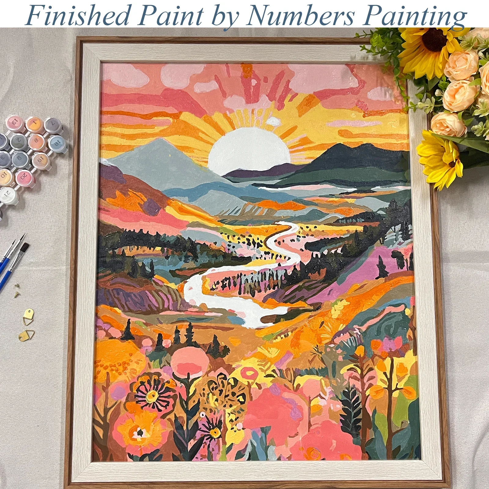 117755 by Numbers Kit for Adults -Mountain, Acrylic Digital Oil Painting Art on Canvas Home Wall Decor Perfect Gift No Frame