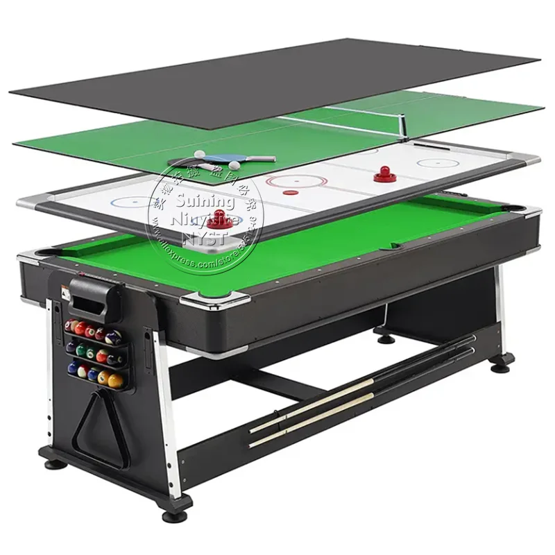 7ft Snooker & Billiard Table Air Hockey Ping-Pong Multi Functions 4 in 1 Pool Table