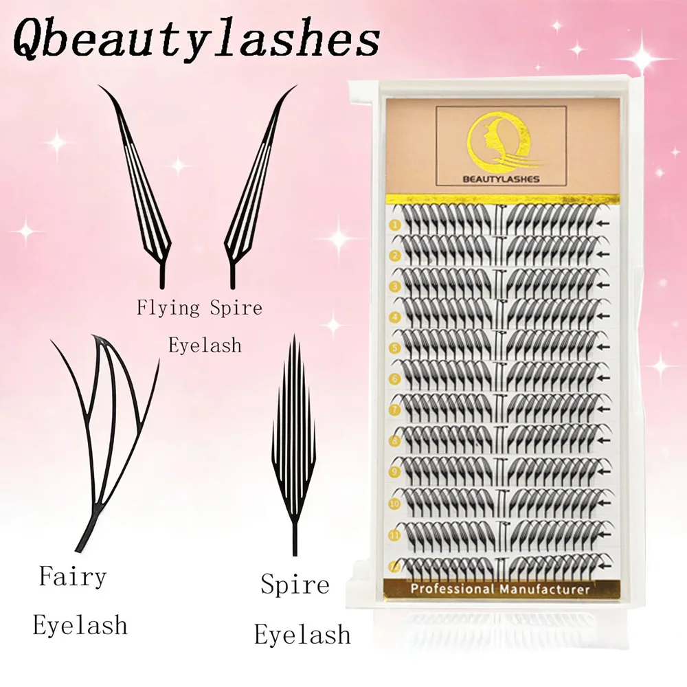 

Qbeautylashes Comic spire individual Eyelash Extension Length 8-15mix faux mink soft natural manga false lashes makeup wholesale