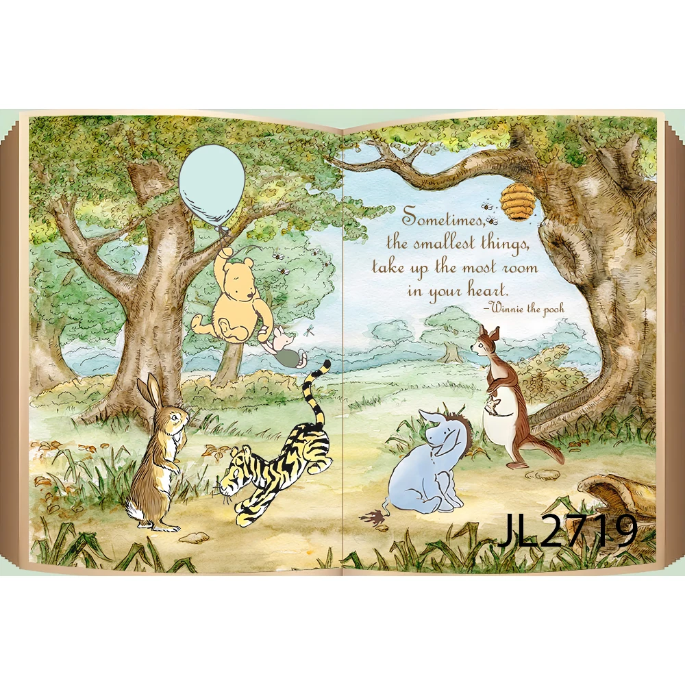 خلفيات كرتونية ويني ذا بوه للتصوير الفوتوغرافي للأولاد لحفلات أعياد الميلاد الأولى لاستوديو الصور حسب الطلب