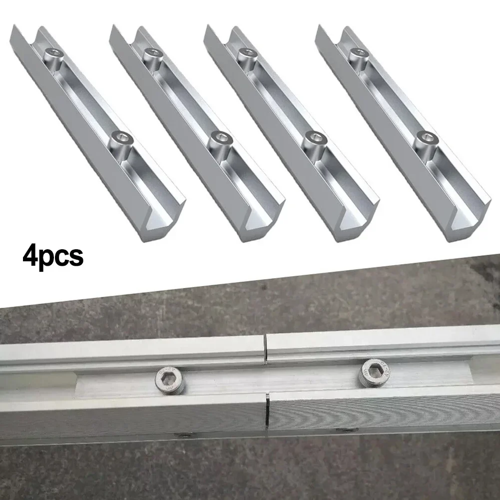 4pcs Solar Panel Rail Connector PV Rail 14cm Aluminum Rail Connector With Screws Mounting Rail Photovoltaic Bracket Accessories