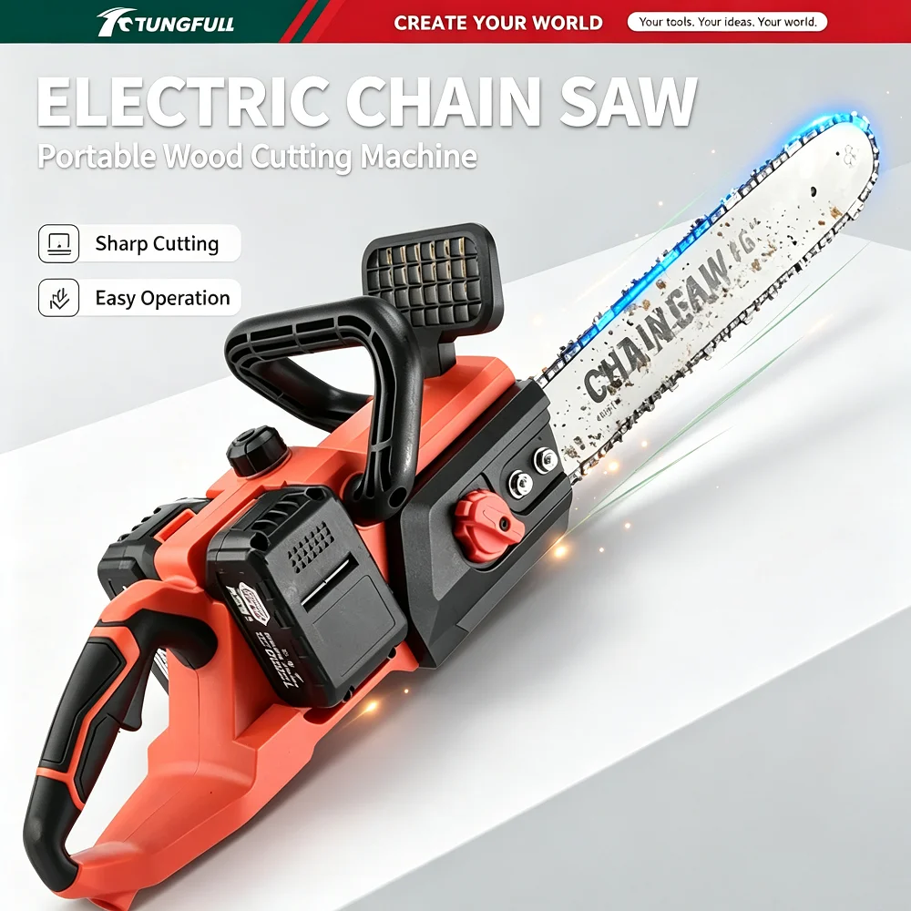 16 Inch Cordless Electric Chain Saw High Power Lithium Chainsaw for Heavy Duty Tree Cutting Logging And Landscaping (No Battery)