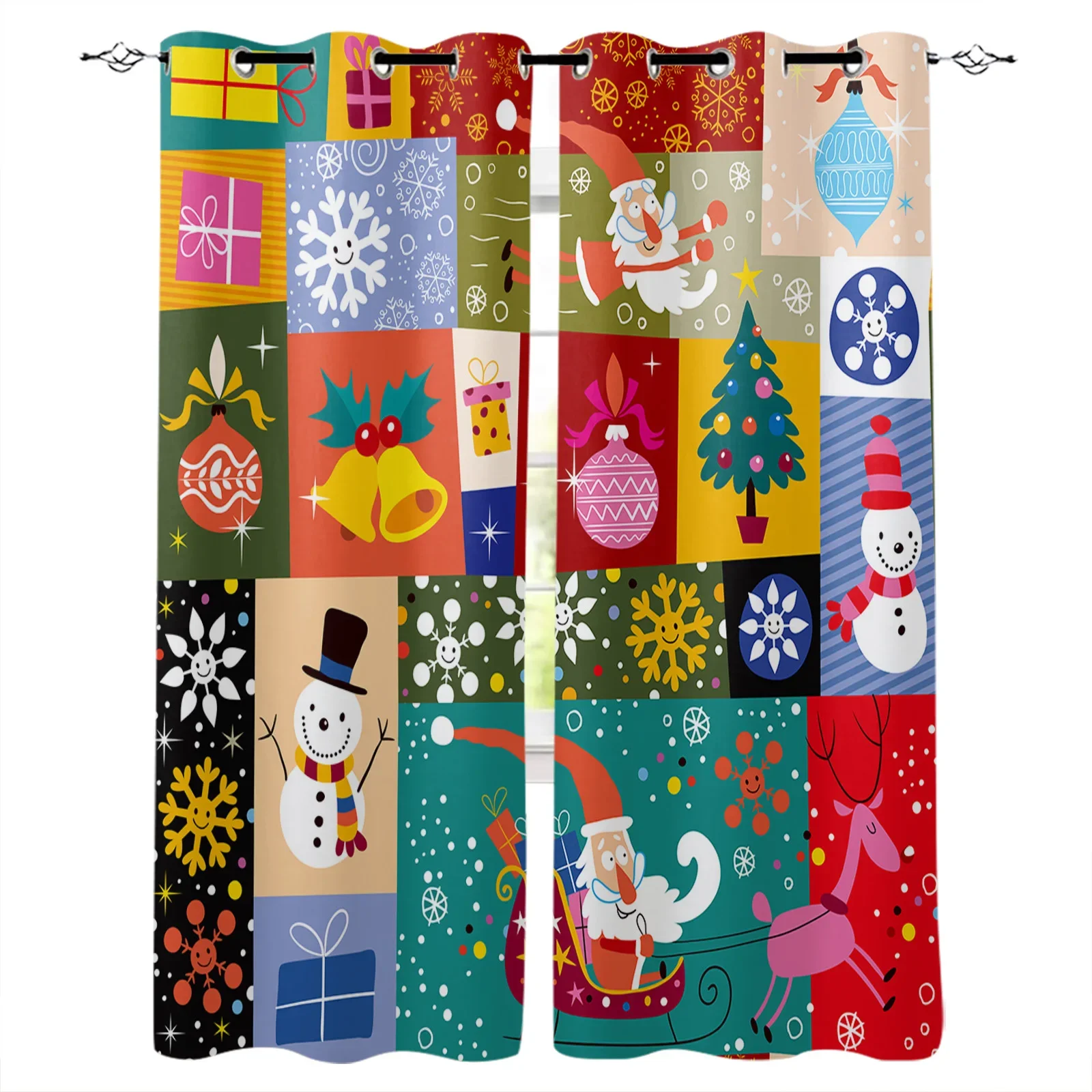 

Santa Claus Christmas Blackout Curtains Bedroom Living Room Kitchen Drapes Window Treatments Xmas Navidad Natal Home Decoration