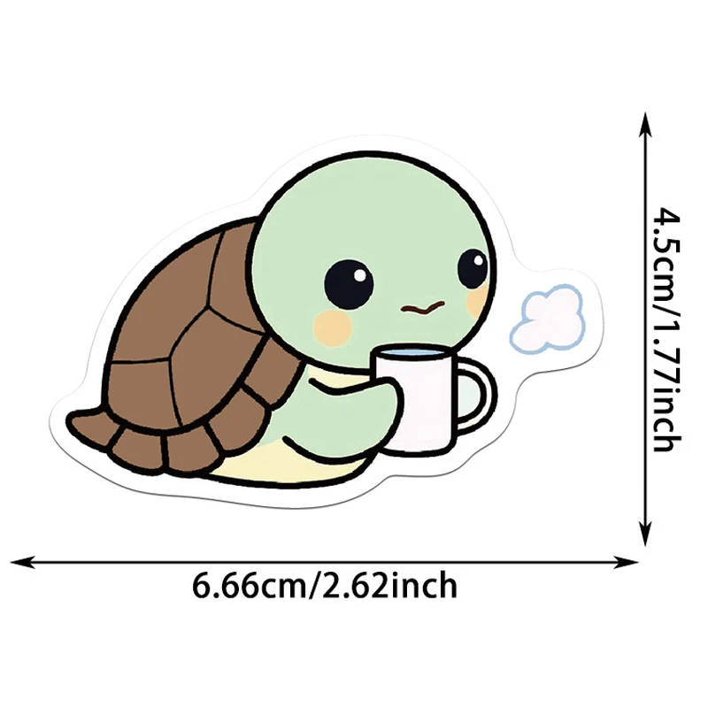 50 PCS Cute Cartoon Animal Stickers Little Turtle Stickers Kids Guitar Fridge Laptop Sticker Student Study Diary Mark Stickers