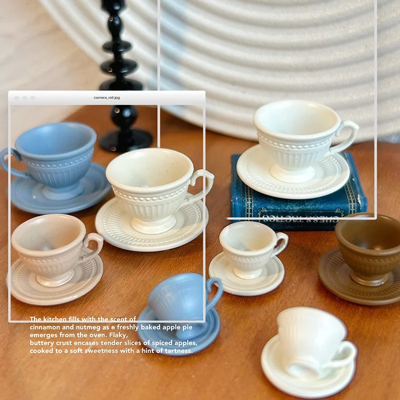 1:12 Tazza da caffè francese in miniatura Accessori per casa delle bambole Aspetto di alta qualità Mini set di piatti da portata Decorazione della casa da gioco