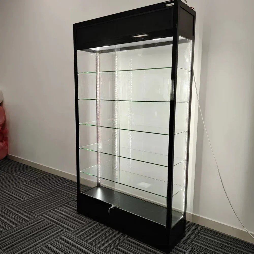 Factory Direct 2026 Factory Price Wall Display Showcase Full Vision Display Show Case Retail Store Showcase Glass Cabinet with S
