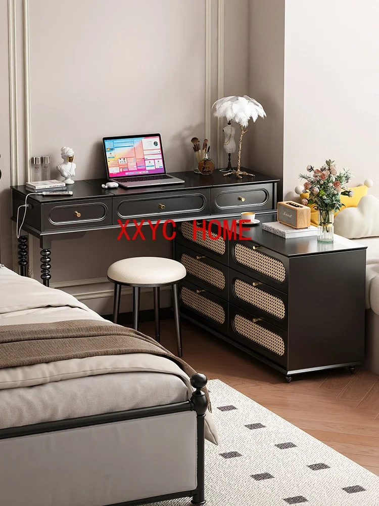 

Французский ретро главная спальня, угловой L-образный туалетный столик, складное зеркало