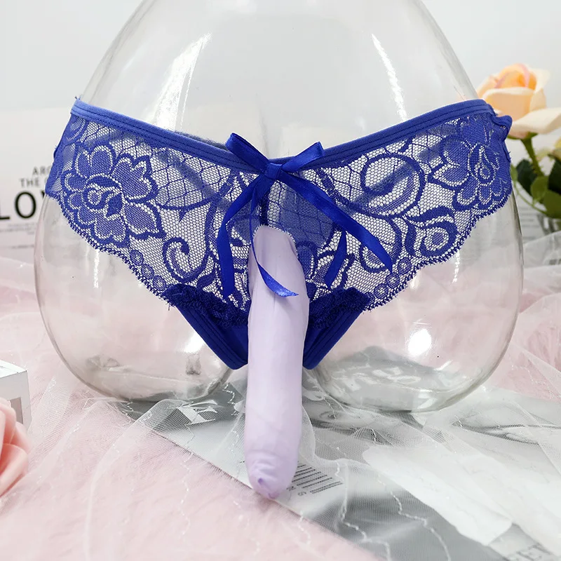 Floral Lace Underwear for Men with Egg Wrapped Low Waisted See Through G-string Open Close Peni Sheath Crossdress Underpant