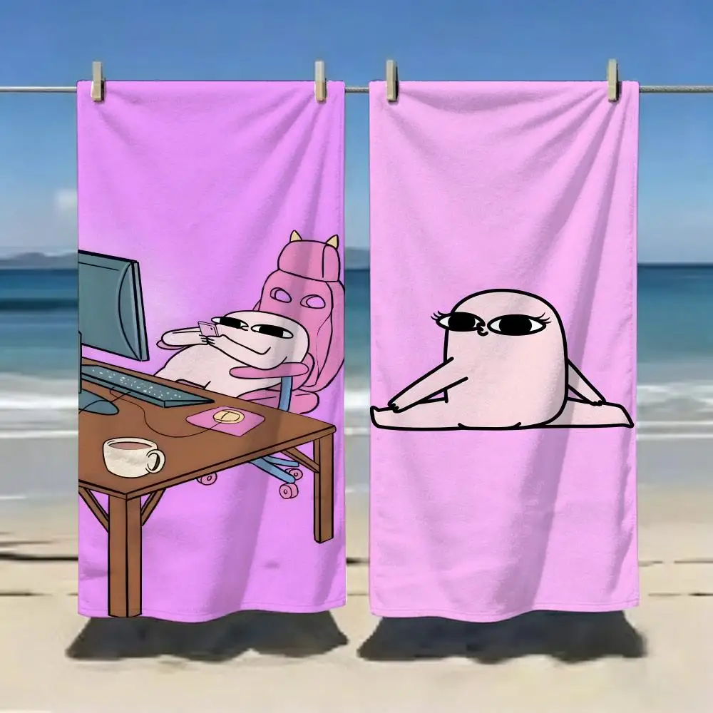 Pink Cartoon Character K-Ketnipz Bean Towel Microfiber soft Beach Towel for Travel Fitness Sauna Bathing Camping