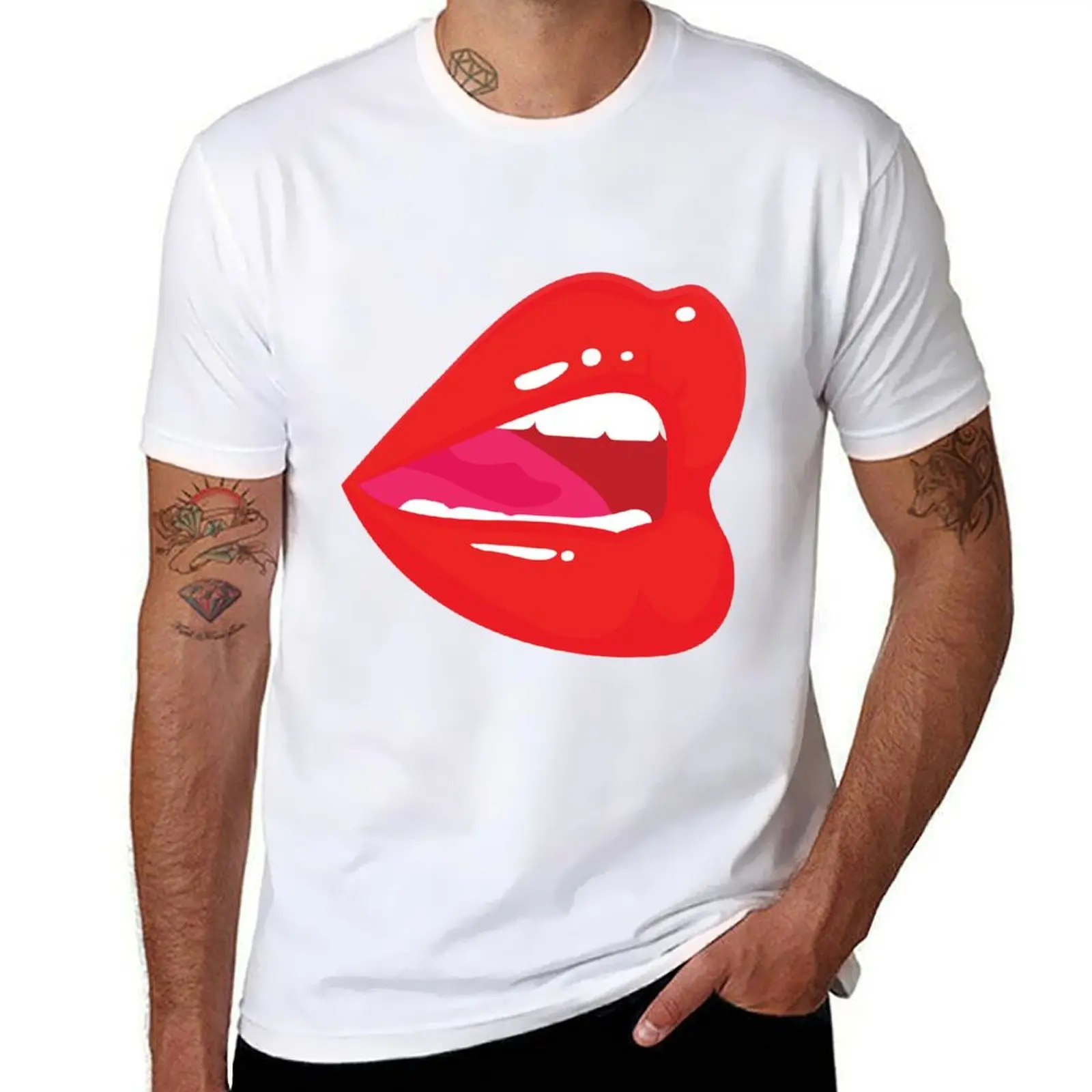 

Red Mouth Lip Kiss T-Shirt men t shirt cotton 100% t shirts for man graphic vintage T-Shirt