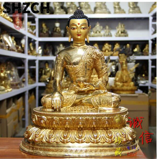 46CM huge large # GOOD buddha Buddhist HOME Temple Nepal Tibet Buddhism gold gilding Amitayus Sakyamuni buddha brass statue