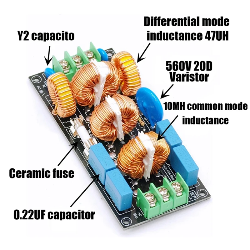 EMI Filter Four-Level Audio AC 220V Power Supply EMI 110V Differential Mode Common Mode EMC Safety Rules FCC 8A